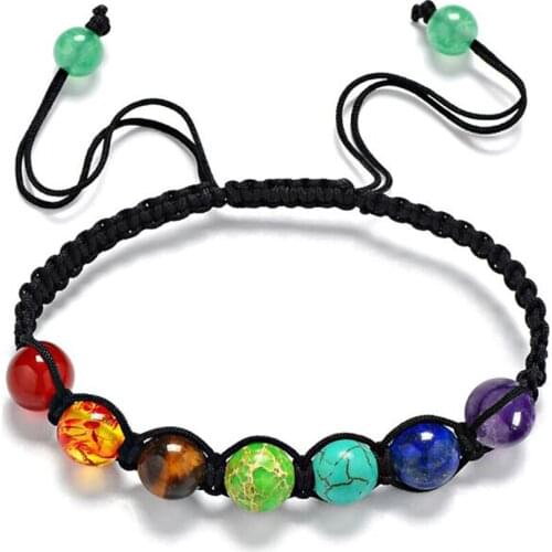 8mm natural stone seven-color rainbow 7 chakra bracelet treatment aura stone prayer balance bead bracelet