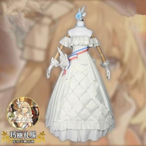 Anime cosplay fgo symphony concert Marie Antoinette cosplay costume white formal dress wedding dress A