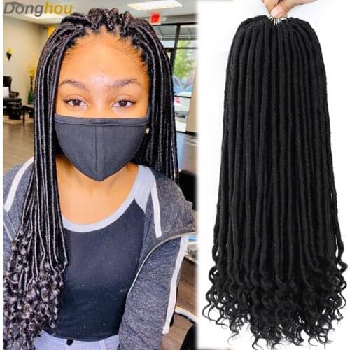 Goddess Faux Locs Crochet Hair 20 Inches 110grams Straight Goddess Locs With Curly Ends Synthetic Braiding Hair 24 Strands/Pack