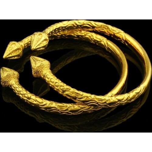 Adixyn Wide 6MM Openable Gold Bangles for Women/Men Gold Color Bangle Bracelet Jewelry Ethiopian/African/Arab Gift