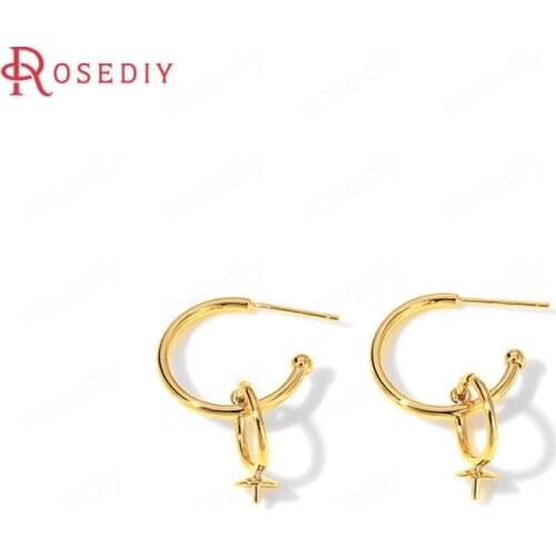 C905)6 pieces 12x32mm 24K Gold Color Brass with Half Pin Round Stud Earrings High Quality Diy Jewelry Accessories