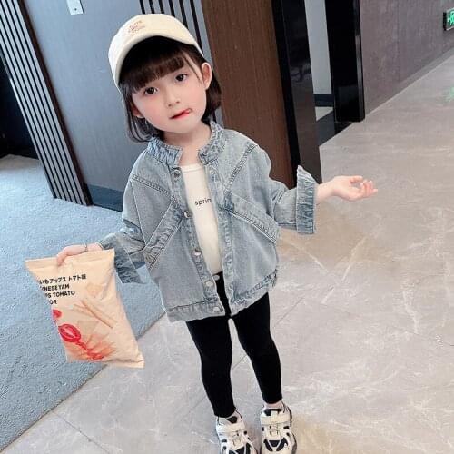 Solid Jean Spring Autumn Coat Girls Kids Outerwear Teenage Top Children Clothes Costume Evening Party High Quality