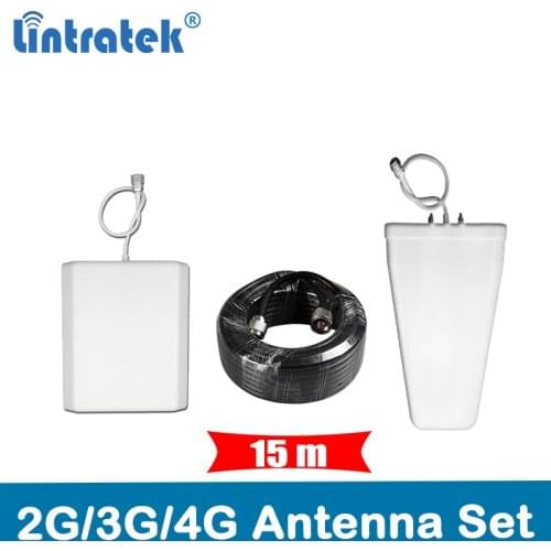 15 Meters Cable Antenna Full Set Accessories for 2G GSM 900/1800MHz 3G 850/2100MHz 4G 2600MHz Mobile Signal Repeater Booster @45