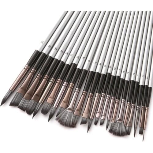 24pcs/set Nylon Hair Wooden Handle Watercolor Paint Brushes Pen Scrubbing Scraper DIY Oil Acrylic Painting Art Craft