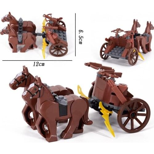 MOC Koruit Qin Empire Medieval Soldier Carriage Chariot Building Block Bricks Ancient Military War Helmet Toys For Children