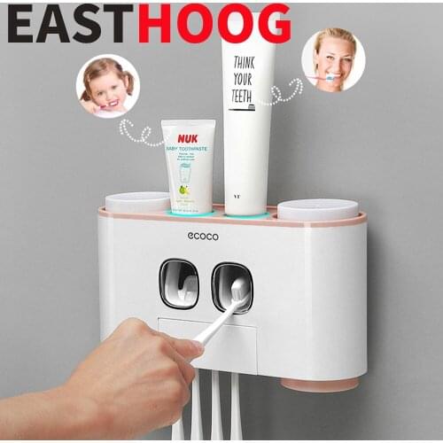 Magnetic Wall Mounted 4 Toothbrush Storage Holder Toothpaste Dispenser with Cups Bathroom Accessories Tools Household Items
