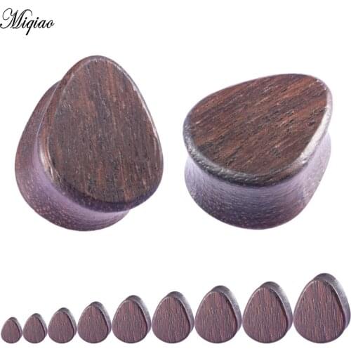 Miqiao 2 Pcs European and American Human Body Piercing Jewelry Drop-shaped Black Rosewood Natural Wood Ear Pinna New Product