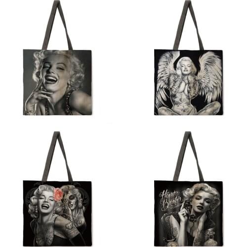 Monroe Devil Edition Tote Bag Linen Fabric Bag Casual Folding Shopping Bag Outdoor Beach Bag Daily Handbag