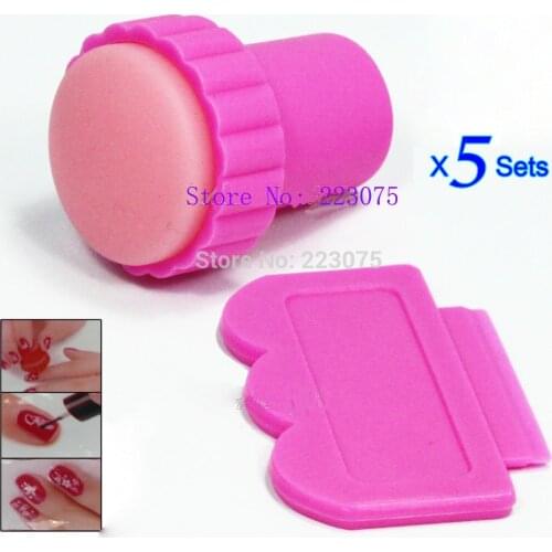 New Wholesale DIY Professional Manicure 5 Pcs Pink Nail Art Stamping Stamp Image Plate Scraping Knife Salon Tools