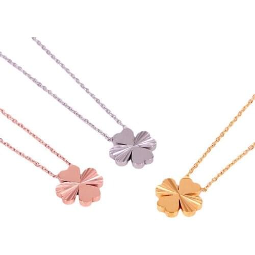 Four Leaf Clover Pendant Necklace For Women Stainless Steel Quality Fashion Jewelry