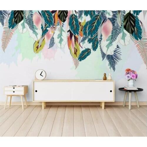 Custom wallpaper hand-painted fresh banana parrot palm living room TV background wall 3d wallpaper mural papier peint