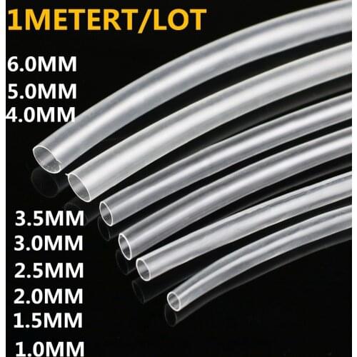 1Meter 2:1 Transparent Clear1mm 2mm 2.5mm 3mm 3.5mm 4mm 5mm 6mm Heat Shrink Tube Ultra thin Tubing Cable Sleeves Wire