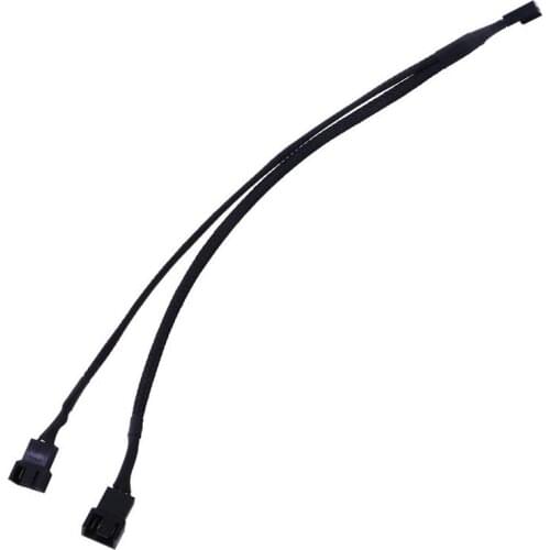 3/4 Pin PMW To Dual Fan Y Splitter Black Sleeved Extension Power Cable Cooler Extension Motherboard Splitter Power Adapter