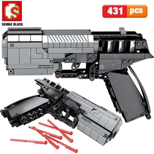 SEMBO 431pcs City Military Police Pistol Gun Building Blocks Electric The Signal Gun Assembly Bricks sets Toys for Boys