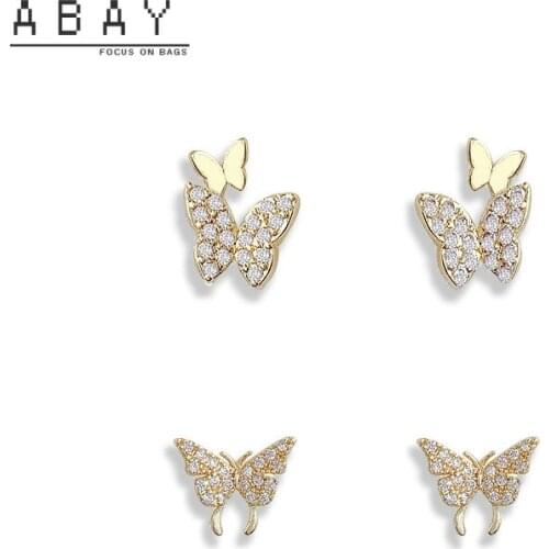 Retro Small Butterfly Earrings Female 2020 New Micro Inlay Set Super Fairy Simple Temperament High Quality Women Earbone Clip