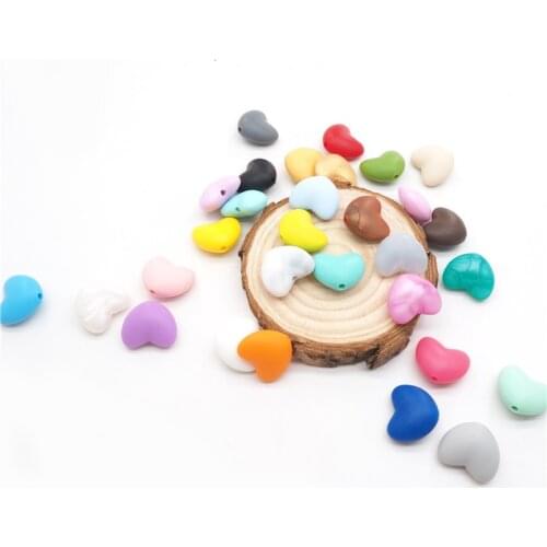 Chenkai 50PCS Silicone Heart teething Beads Sooth Safety Infant Pacifier BPA Free For DIY Baby Teether Pendant Necklace