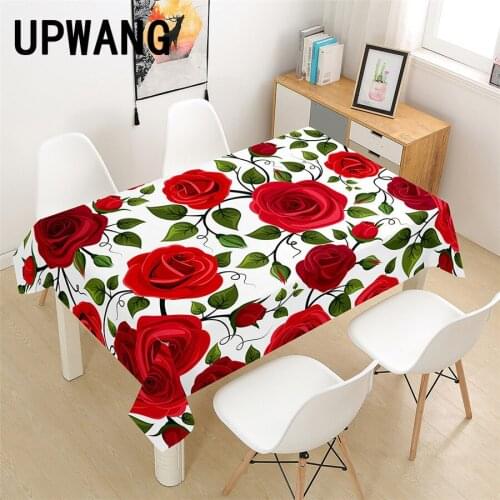 Rose Flower Tablecloth 3D Printed Table Cover Rectangular Tablecloth Wedding Birthday Party Kitchen Home Decor