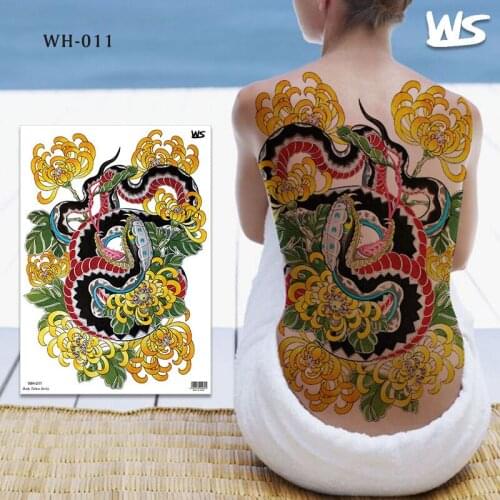 Body tattoo large big size sexy back temporary tattoos dragon lion king snake totem water tatoo fake waterproof makeup decal