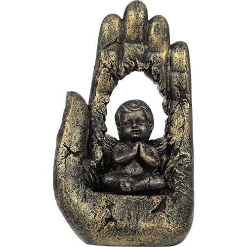 Home Decoration Religious Handicrafts Ornaments Jesus Palm Resin Religion Vintage Prayer Guardian Angel Praying Goddess