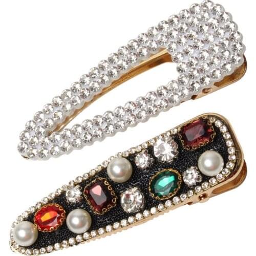 2pcs Shiny Crystal Rhinestones Pearl Hair Clip Silver Hairpin for Women Girl Hair Styling Tool Hairgrip Hair Accessories