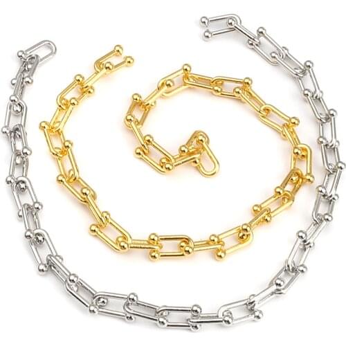 1 M U-shaped Links Chains Zinc Based Alloy Link Chain Findings Gold Color Silver Color 15x9mm For DIY Necklace Bracelet Making