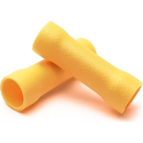 100PCS wire butt connectors BV5.5 Full Insulating Straight Insulated Electrical Crimp Terminals Connector Yellow 12-10 AWG