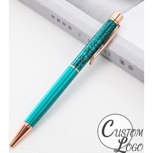 2pcs Creative Gold Foil Oil Pen Crystal Wafer Pen High-grade Metal Signature Pen Custom LOGO Lettering Engraved Name Stationery