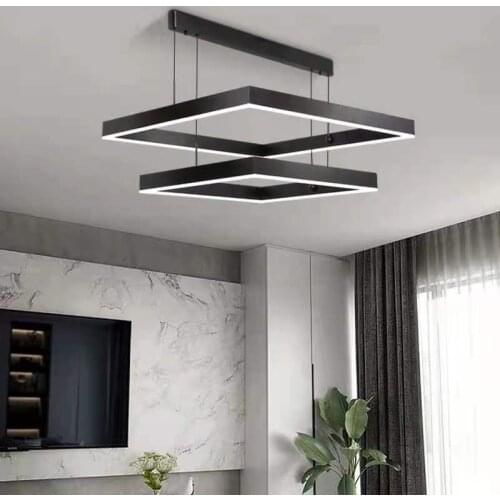 Nordic minimalist Modern LED Chandeliers For Living Dining Room Bedroom Square Indoor Hanging droplight Lighting Fixture