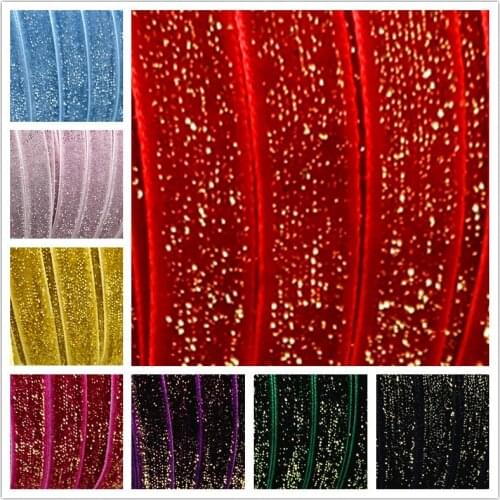 5 yards 10mm Gold and Silver Wire Velvet Ribbon Wedding Party Decoration Handmade Ribbon Gift Wrapping Hair Bowknot DIY #RoLi