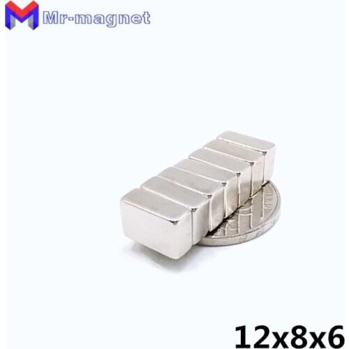 50pcs high quality 12x8x6mm Super strong neo neodymium magnet 12x8x6, NdFeB magnet 12*8*6mm, 12mm x 8mm x 6mm magnets