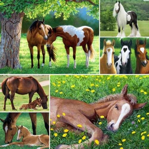 5D DIY Diamond Painting Horse Cross Stitch Kit Full Drill Square Embroidery Mosaic Art Picture of Rhinestones Home Decoration