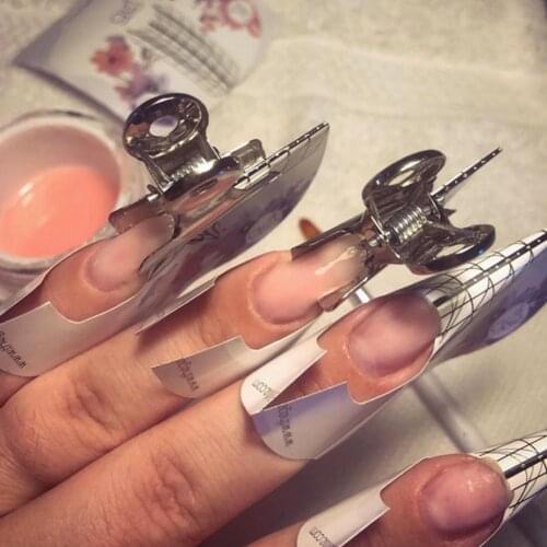 6Pcs/lot C Curve Nail Pinching Clips Steel easy Tool Steel Acrylic nails make Clip Tips Nail long 31mm N9D7