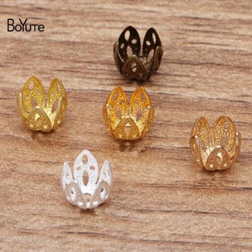 BoYuTe (200 Pieces/Lot) 7MM Metal Brass Filigree Flower Wrap Jewelry Accessories Diy Hand Made Materials Wholesale