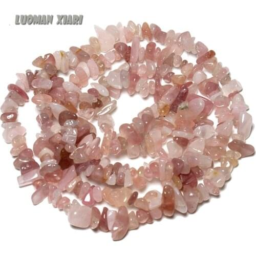 Wholesale 5-8 mm Gravel shape A+ Rose Crystal Quartz Natural Stone Beads For Jewelry Making DIY Bracelet Necklace Strand 34