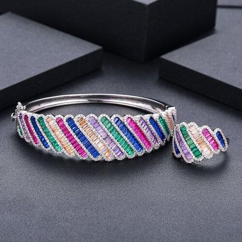 Janekelly 2pcs Bridal Zirconia Full Jewelry Sets For Women Party, Luxury Dubai Nigeria CZ Crystal Wedding necklace sets