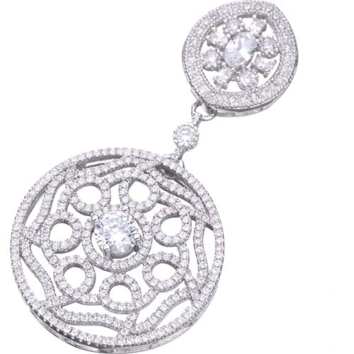 DIY Jewelry Findings Supplies Micro Pave Zircon Floating Flower Connector Pendant Accessories For Women Peal Necklace DIY Making