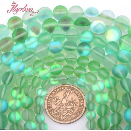 Round Frost Green Austria Crystal Synthesis Glitter Stone Loose Beads for DIY Women Men Necklace Bracelet Jewelry Making 15"