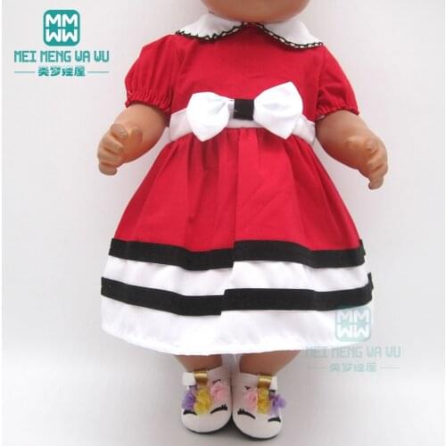 Doll Clothes Born Baby Fit 18 inch 40-43cm Red princess dress for Baby Festival Birthfday Gift