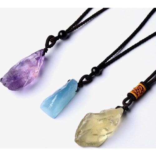 1PC Natural Sapphire Healing Stone Pendant With Pink Quartz Mineral Amethyst Necklace For DIY Gift Womens And Womens Jewelry