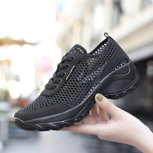 Summer Platform Breathable Women Sneakers Lightweight Casual Running Shoes lace-up Net Sport Shoes Plus Size 41 42