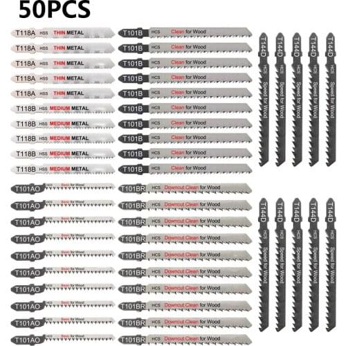 50Pcs SK5 Jig Saw Blade T Shank Multi Jigsaw Saw Blades For Wood Plastic Metal Cutting T118A T118B T101AO T101B T101BR T1444