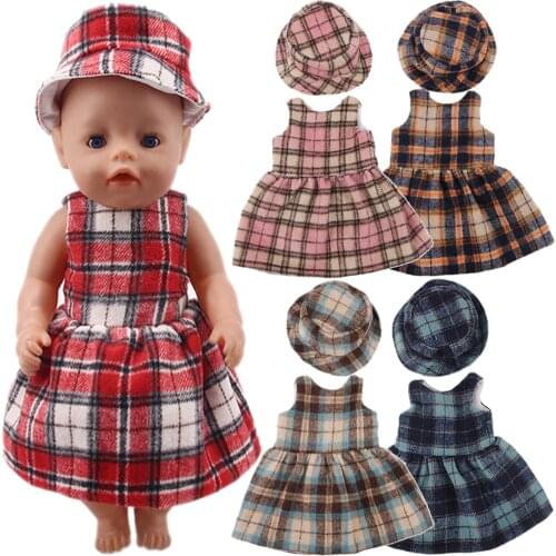 Doll Clothes 2 Pcs/Set=Woolen Dress+Hat Fit 18 Inch American Doll&43 CM Born Baby Doll,Our Generation,Girls Toy,Christmas Gift