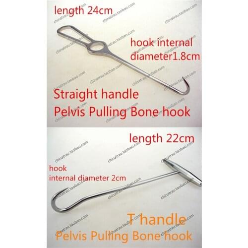 Medical reconstruction orthopedic instrument Pelvis retractor Pulling bone hook Straight T handle Extraction bone hook vet
