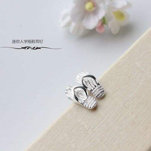 925 Sterling Silver Cute Little Slippers Stud Earrings For Women Casual Style Girl Earings Personality Jewelry