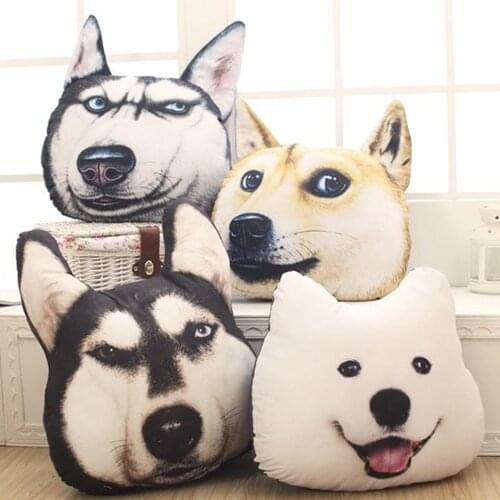 Dog stuffed Toy Satsuma husky dogs head 3D big cushion pillow children plush toy