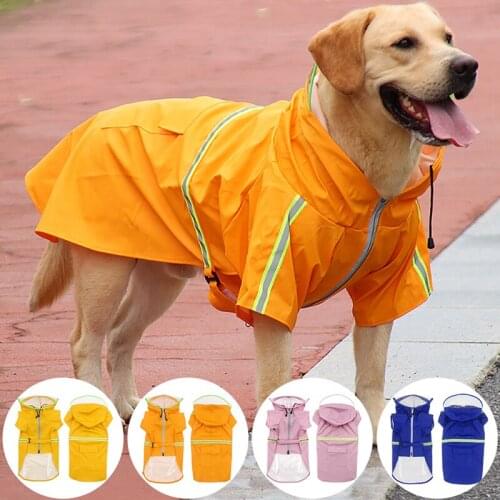 NEW Pet Rain Coat 2XL-5XL Hoody Waterproof Jackets PU Raincoat Reflective Breathable Zipper Clothes Hooded Jumpsuit Dropshipping