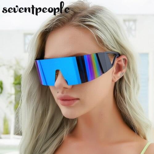 Oversized Rimless One Piece Goggles Unisex Fashion Frameless Sun Glasses For Women 2021 Luxury Trendy Big Frame Windproof Goggle