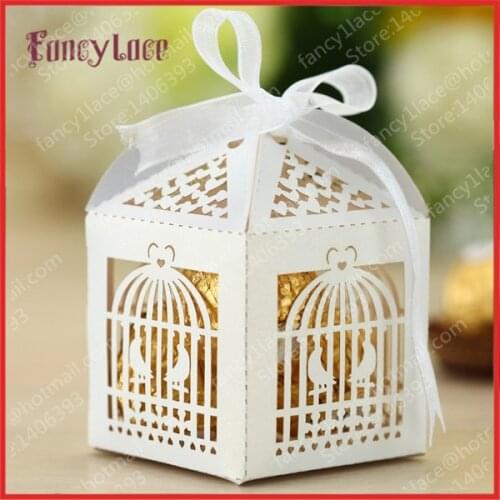 Wholesale Laser Cutting Wedding Birdcage Wedding Gift Box, Candy Boxes, Paper Chocolate Box For Wedding Party Decoration, 50PCS