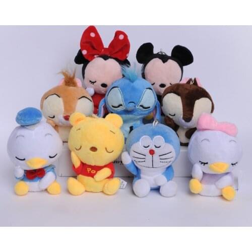 Disney Plush Doll Toy Cartoon Character Sleeping Mickey Mouse Minnie Mouse Donald Duck Stuffed Soft Plush Doll Kids Gift