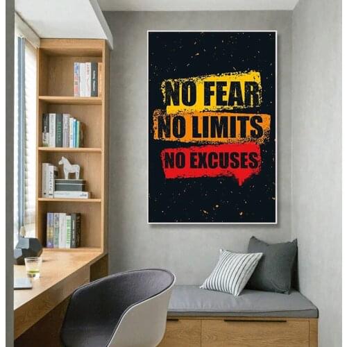 No Fear Lnspirational Poster And Print On Canvas Art Wall Motivational Quotes Picture For Living Room Home Decor